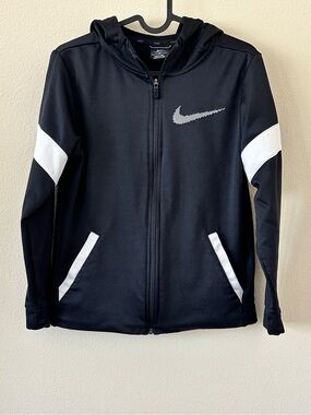 Nike Kids Black White Zip-Up Hoodie Jacket Size L